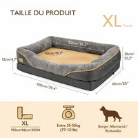 Lit orthopédique chien XL 100x66cm - Pour Rottweiler, Braque Allamand, Bouvier Bernois - Happy Animalia