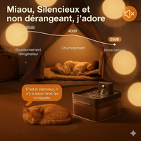 Fontaine à Eau pour Chat et petit Chien Stimule l'Hydratation Naturellement Capteur Intelligent & Autonomie 7 Jours