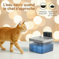 Fontaine à Eau pour Chat et petit Chien Stimule l'Hydratation Naturellement Capteur Intelligent & Autonomie 7 Jours
