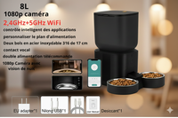 Distributeur Automatique pour Chat et Chien - Idéal Propriétaires Absents avec Caméra HD et Wi-Fi