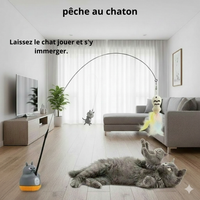 Baguette interactive pour chat à base rotative