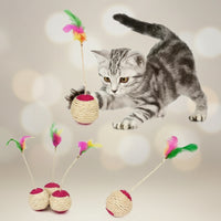 Chat jouant avec balle interactive en sisal - stimulation naturelle