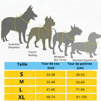 Guide des tailles pour harnais LED rechargeable chien