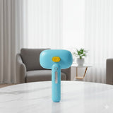 Happy Animalia blue 3-in-1 steam pet grooming brush with yellow button and spray function