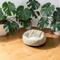 Lit orthopédique pour chien Happy Animalia beige, avec garnissage en peluche et bords surélevés pour un confort et un soutien optimaux.