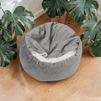 Lit orthopédique pour chien Happy Animalia gris, avec garnissage en peluche et bords surélevés pour un confort et un soutien optimaux.