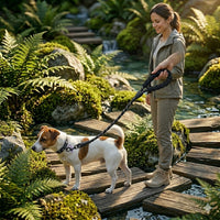Happy Animalia reflective dog leash with padded handle and strong nylon for night walks.