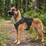 Harnais tactique 5 en 1 noir Happy Animalia pour grand chien — Malinois, Berger Allemand — gilet nylon ajustable avec poignée de contrôle..