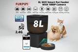 Distributeur automatique de nourriture 8L pour chat et chien avec caméra HD 1080p et WiFi
