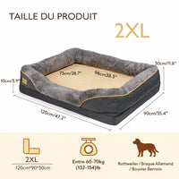 Lit orthopédique chien 2XL 120x90cm - Pour Rottweiler, Braque Allamand, Bouvier Bernois - Happy Animalia