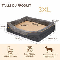 Lit orthopédique chien 3XL 135x100cm - Pour Rottweiler, Braque Allamand, Berger Belge, Bouvier Bernois - Happy Animalia