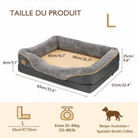 Lit orthopédique chien L 83x57cm - Pour Rottweiler, Braque Allamand, Berger Belge, Bouvier Bernois - Happy Animalia