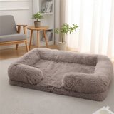 Panier en peluche Happy Animalia pour chiens et chats, gris, ultra-doux et apaisant, avec bords surélevés pour plus de sécurité et de confort.
