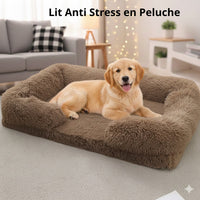 Panier anti-stress en peluche Happy Animalia marron pour chien, avec bords surélevés pour plus de confort et de sécurité.
