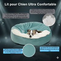 Panier orthopédique Happy Animalia bleu-vert avec doublure blanche moelleuse et bords surélevés pour le confort et le soutien. Avec mousse à mémoire de forme.